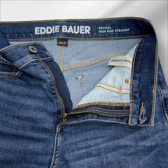 EDDIE BAUER Women’s 4 REVIVAL HIGH RISE STRAIGHT LEG Blue Jeans - Picture 2 of 4